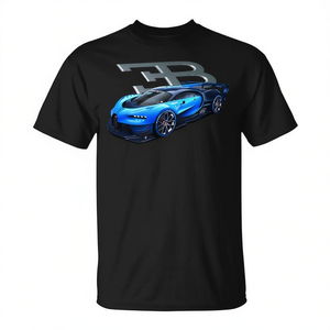 T-shirt Supercar Chiron noir pour hommes, t-shirt graphique avec motif de voiture - Product Image 2