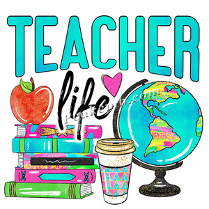 Iron on Garment Teacher Life Heat Press Sticker Sheet stampato insegnante Life Heat Transfers <span class=keywords><strong>per</strong></span> magliette - Product Image 1