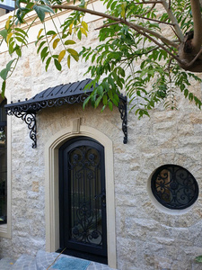 Porte en verre et acier forgé haut de gamme en cuivre noir, bronze et étain pour projets architecturaux, tube carré en acier - Product Image 3