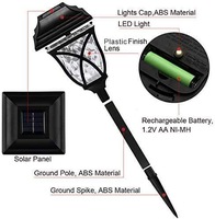 Lampe solaire de jardin IP65 en ABS, étanche, pour extérieur, avec piquet, éclairage LED pour allée, paysage, lumière au sol, capteur de lumière, angle de faisceau 360°