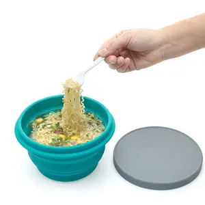 뜨거운 판매 식품 학년 무료 샘플 주방 가제트 도구 실리콘 접이식 샐러드 그릇 뚜껑