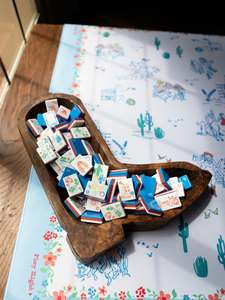 Miss Cowgirl 160 Set Blu Lusso Moderno Pieghevole Fatto a Mano Portatile in Acrilico con Tessere da Mahjong per Intrattenimento e <span class=keywords><strong>Feste</strong></span> - Product Image 2