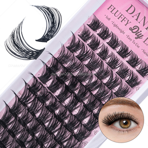 डैनाइके गर्म पिघले लश समूहों d कर्ल मिश्रण 8-16 मिमी छोटी ट्रे विस्पाई डिय पलकों को हाथ से बनाया गया fox mink व्यक्तिगत फ्फी पलक - Product Image 1