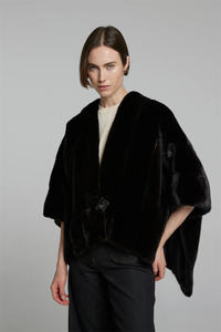 Wholesale Custom Celebrity Inspired Mink <strong>Bolero</strong> <strong>Jacket</strong> Women Winter Statement Piece Mink <strong>Fur</strong> Poncho Cape Black Mink Coat - Product Image 6