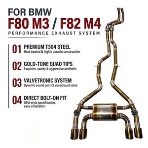 Vortex Titanium Gold Valved Catback <b>Exhaust</b> for BMW F80 M3 F82 M4 with Center Silencer Quad Tips Pipeline System Assembly - Product Image 1