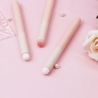 Brosse de maquillage à manche rond en bois de couleur rose pour bébé, bâton de brosse à lèvres, marque privée