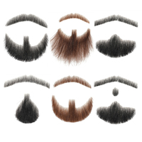 Cheveux humains, dentelle attachée à la main, faux barbes invisibles, faux visage, moustache pour hommes, film réaliste, maquillage d'halloween