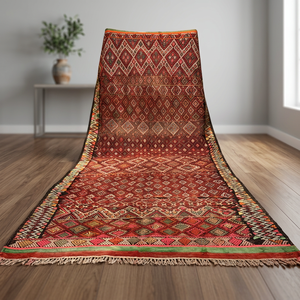 Tapis tribal exceptionnel fait main, noué à la main, kilim marocain à poils ras, motif original, tapis écologique en laine/soie - Product Image 3