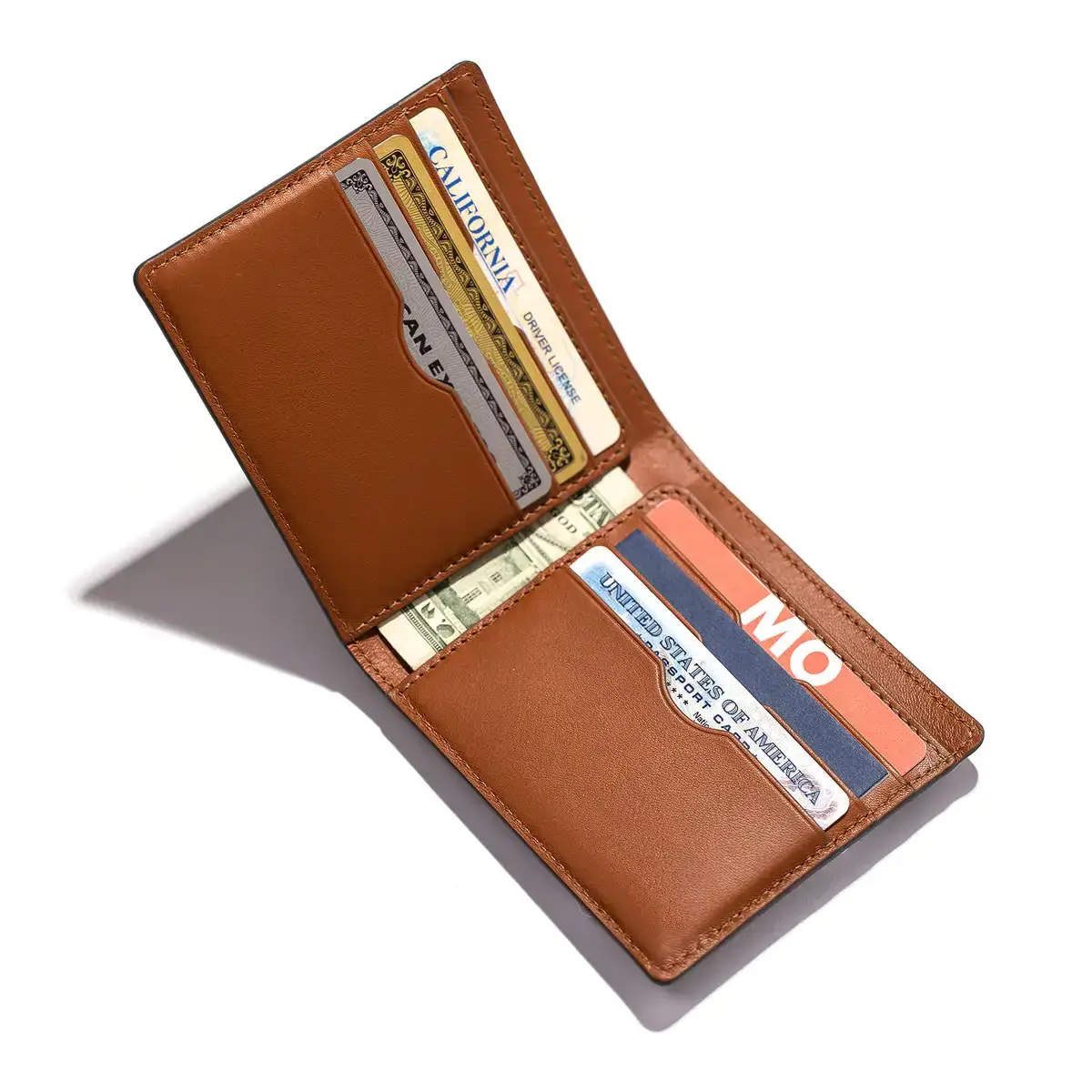 Custom RFID Blocking Men's Wallet Bifold Slim Minimalist Leather Billfold Wallet