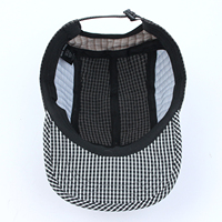 Casquette de camping 5 panneaux patchwork, motif multi-quadri et rayures, bordure en tissu froissé, style rétro urbain, personnalisable avec logo, vente en gros