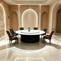 Table à manger électrique rotative et extensible en acier et dalle de roche, style chinois moderne, pour la maison, la villa, le club, l'hôtel