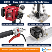 XUANHUA XH25F - Regla Vibradora de Acero Inoxidable para Concreto, GX35 1.6HP 5200RPM, Cuchilla de 1-6 m, Máquina Niveladora de Pisos a Gasolina