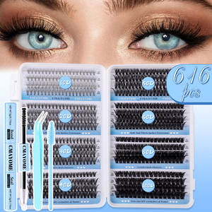 Kit <span class=keywords><strong>de</strong></span> <span class=keywords><strong>Pestañas</strong></span> Postizas en Racimo DIY - <span class=keywords><strong>Pestañas</strong></span> Mixtas Naturales y Voluminosas con Set <span class=keywords><strong>de</strong></span> <span class=keywords><strong>Pegamento</strong></span> Autoaplicador - Product Image 1