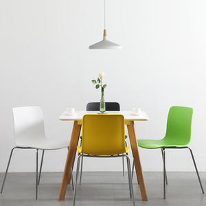 <b>Dining</b> <b>Chair</b> Plastic Modern Minimalist Stackable Electroplated Legs Black White Yellow Green <b>Red</b> Blue Gray 8019A - Product Image 2