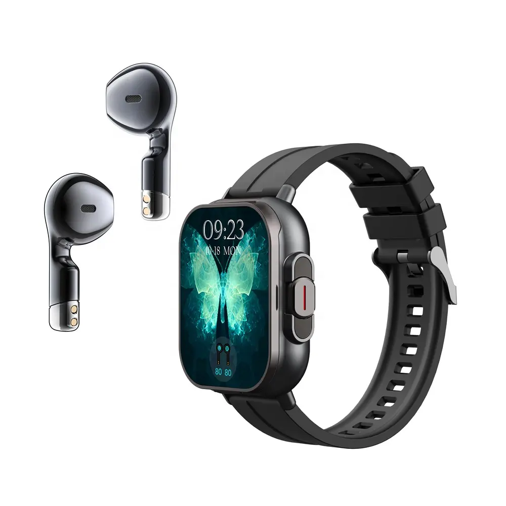 Nuevos auriculares D8 smartwatch con control táctil de pantalla completa de 2 pulgadas llamada Bluetooth Lingdong Island Función de frecuencia cardíaca Reloj 2 en 1