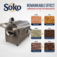Machine professionnelle de torréfaction de noix, blanchissante pour noix de cajou, arachides, fèves de cacao, avec tambour rotatif automatique et température constante