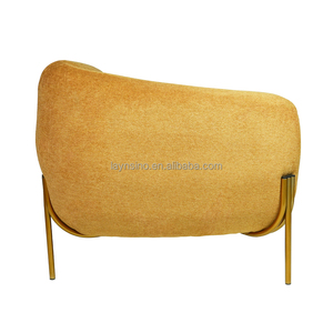 Interior sala de estar moderno de lujo nórdico individual sofá silla barril ocio amarillo terciopelo acento sillones - Product Image 4