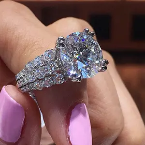 CAOSHI Luxus Frauen 925 versilbert Mode Diamant Verlobung ringe Großhandel Imitieren Mossinat Anillos Damen Ringe Hochzeit