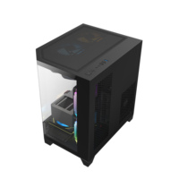 AntarcChill Micro-ATX PC Case Transparent Mid Tower for Office Computer Black Table Case Dustproof Filter Mini Fish Tank