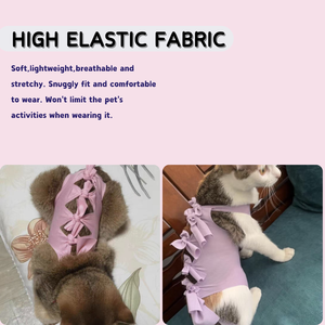 Traje de recuperación quirúrgica para gatos y cachorros, transpirable, a rayas, suave y ajustable. - Product Image 4