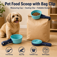 Cuillère à croquettes pour animaux de compagnie avec clip de fermeture pour sceller les sacs de nourriture, mesurer les portions et organiser quotidiennement les zones d'alimentation de la cuisine.