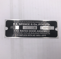 Placas de Puerta Personalizadas de Aluminio Chapado en Oro con Impresión Antigua, Clasificación de Resistencia al Fuego, Código QR y Número de Serie Grabados, Equipo de Seguridad Industrial