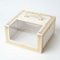 Boîte à gâteau de luxe, emballage cadeau, imperméable, gaufré, blanc nacré, estampé or, carton haut de gamme avec fenêtre pour boutique de gâteaux de mariage