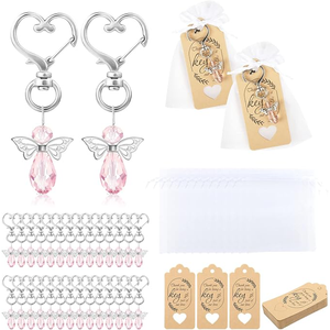 Service ODM : 30 ensembles <span class=keywords><strong>de</strong></span> porte-clés ange personnalisés en cristal avec ailes d'ange, sac en organza et étiquette <span class=keywords><strong>de</strong></span> remerciement, pour événements commémoratifs - Product Image 1