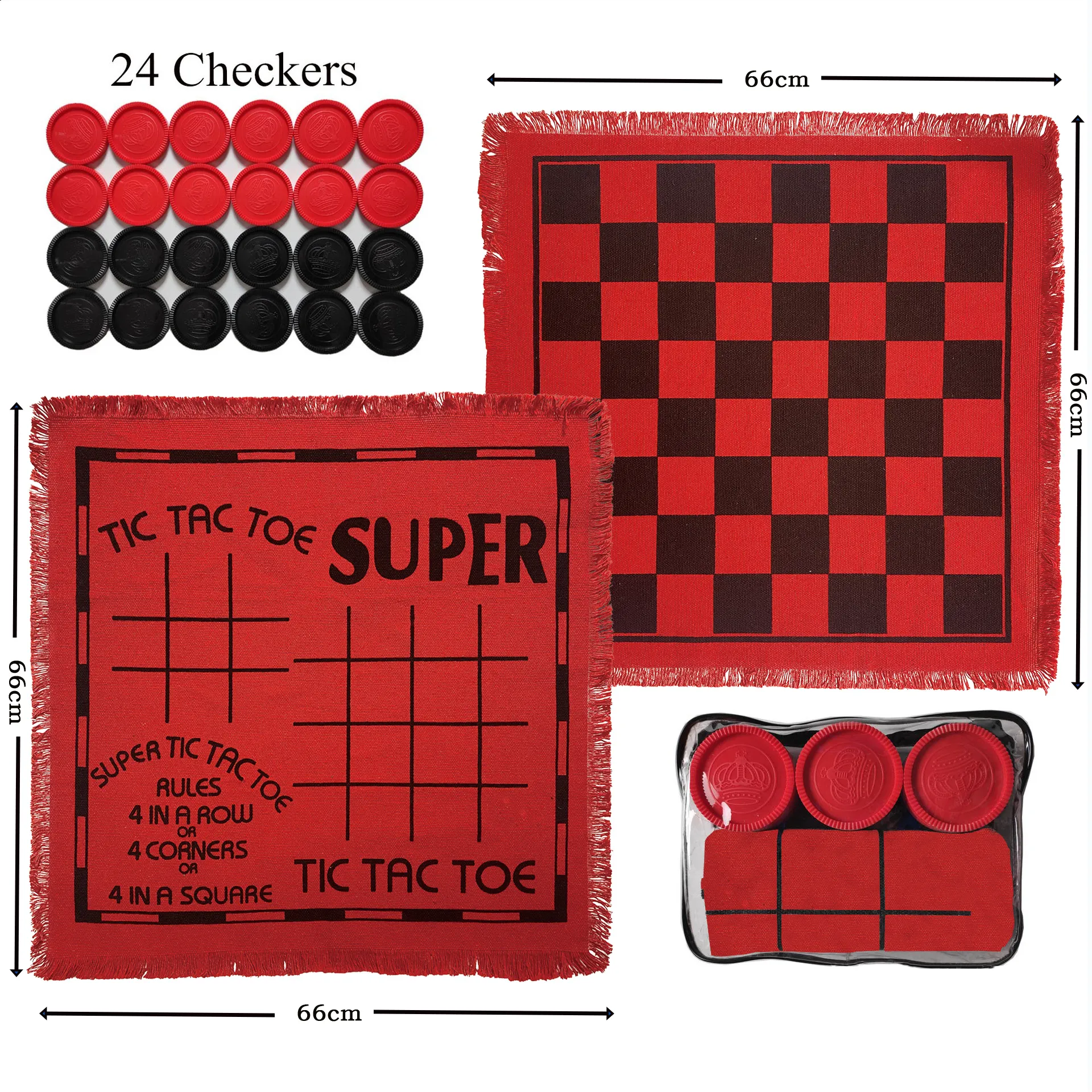 Super 3 in 1 Tic Tac Toe Scacco Set di Scacchi all'aperto e al coperto coperta a dama gioco da tavolo per bambini e adulti