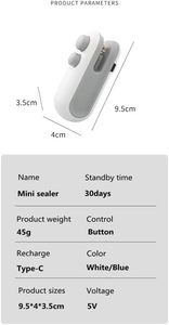 Scelleuse manuelle USB portable horizontale pour sacs en plastique, capacité 1,0 L, pour usage domestique et hôtelier, faible bruit, facile à nettoyer - Product Image 3