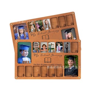 Wooden School Year Photo <b>Frame</b> 1206 Rectangular Natural Wood Brown Durable For Preschool Kindergarten Growth Commemorative Album - Product Image 5