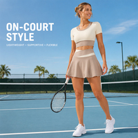 Jupe de sport moulante Juyitang à carreaux respirante avec short anti-transparence intégré, sensation peau nue, pour femme