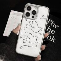 Coque de téléphone en résine époxy de dessin animé pour iphone16 16pro/PM 15 15promax/14Promax/14pro 14/13 13pro 12 11 coque à bords argentés galvanisés