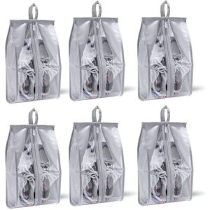 Grands sacs de rangement pour chaussures pliables en PVC imperméable multicolores pour le salon, organisateur de chaussures portable, fermeture éclair robuste - Product Image 4