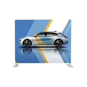 20x8ft kustom tabung kain teleskopik spanduk berdiri latar belakang dinding peserta pameran tampilan Dagang Banner Berdiri