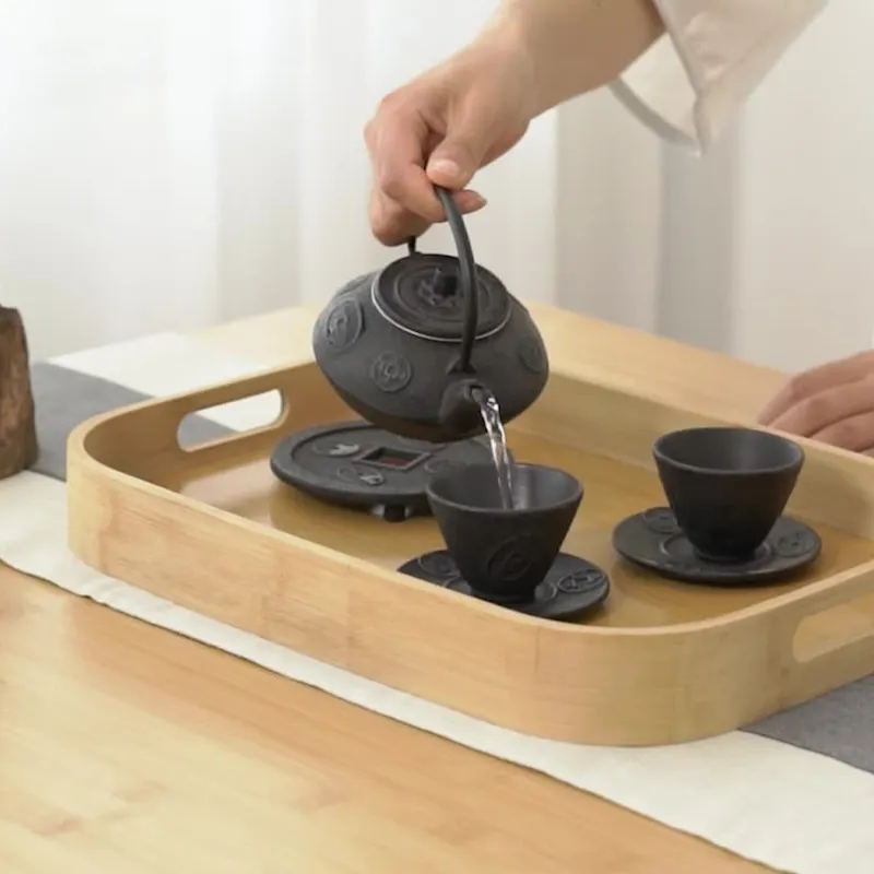 Toptan dayanıklı eski marangoz restoran doğal dayanıklılık bambu ucuz servis çay tepsisi çay servis tabakları