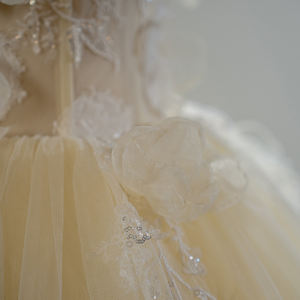 สำหรับ SFY245 Jancember ชุดราตรีงานแต่งงานชุดเจ้าหญิงคอกลม3D ดอกไม้แชมเปญยาวถึงพื้นมีระบายตามธรรมชาติ - Product Image 6