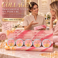 Kit de pédicure spa au collagène en vrac 5-en-1, ensemble de soin hydratant pour les pieds, adoucit les talons rugueux, emballage personnalisé pour les fournitures d'onglerie