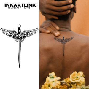 <span class=keywords><strong>Tatuaje</strong></span> Temporal Semipermanente <span class=keywords><strong>de</strong></span> Espada con Alas Realistas, Larga Duración <span class=keywords><strong>de</strong></span> 2 Semanas (15 Días), Arte Corporal para Hombres y Mujeres, <span class=keywords><strong>Espalda</strong></span> - Product Image 1