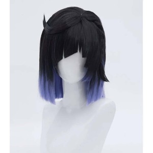 Mujeres Genshin Impact <span class=keywords><strong>Yelan</strong></span> corto recto azul púrpura degradado pelucas - Product Image 1