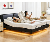 Ensemble de lit double moderne multifonctionnel respirant avec matelas et surveillance de la santé par IA pour villas, ensemble de lit intelligent silencieux