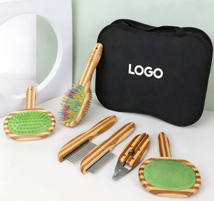 Professional Pet Grooming Kit - 5 Piece Complete Set with Travel Case, Self Cleaning <strong>Slicker</strong> <strong>Brushes</strong>, Dematting Tools - Product Image 3
