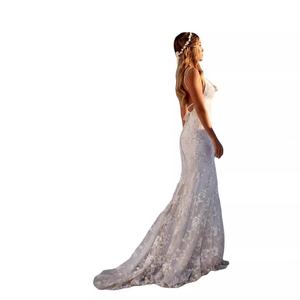 Nouvelle robe longue sexy à col en V, robe de soirée élégante, robe de mariée en dentelle - Product Image 6