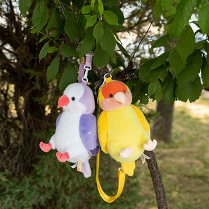 Sac à dos mini réaliste en peluche d'oiseau perroquet mignon, jouet en peluche doux, poupée de dessin animé multifonction en polyester, Saint-Valentin - Product Image 1