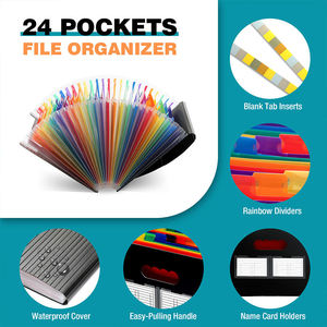 Cartella Portadocumenti a 24 Tasche Arcobaleno, Organizzatore Pieghevole per Documenti Scolastici, Fiscali e Report, Archivio Accordion - Product Image 1