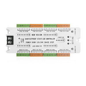 Thông minh 32 kênh <span class=keywords><strong>500</strong></span> Watt DC 12V 24V LED-2052-V2 cơ thể PIR cảm biến thông minh LED cầu thang bước điều khiển cho biệt thự khách sạn cầu thang - Product Image 1