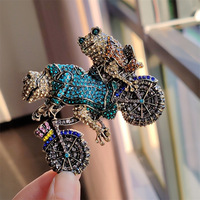 Nouvelle broche décorative vintage style industriel lourd, incrustée de diamants, motif Prince Grenouille, accessoire de vélo, badge