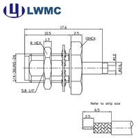 Connecteur RF LWMC SMA femelle à sertir pour câble Micro 1.13 1.30 Max, plaqué or, commande en gros, jusqu'à 6 GHz, à souder, avec broches
