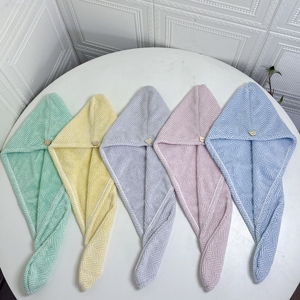 Factory Direct Quick Dry Coral Fleece Round Adult <strong>Hair</strong> Turban Drying <strong>Wrapping</strong> <strong>Towel</strong> Knitted Antimicrobial for Dry <strong>Hair</strong> - Product Image 2