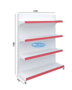 Étagère gondole à 4 niveaux à dos plat Vietnam One Tech, présentoir métallique léger à dos fixe, installation rapide - Product Image 1